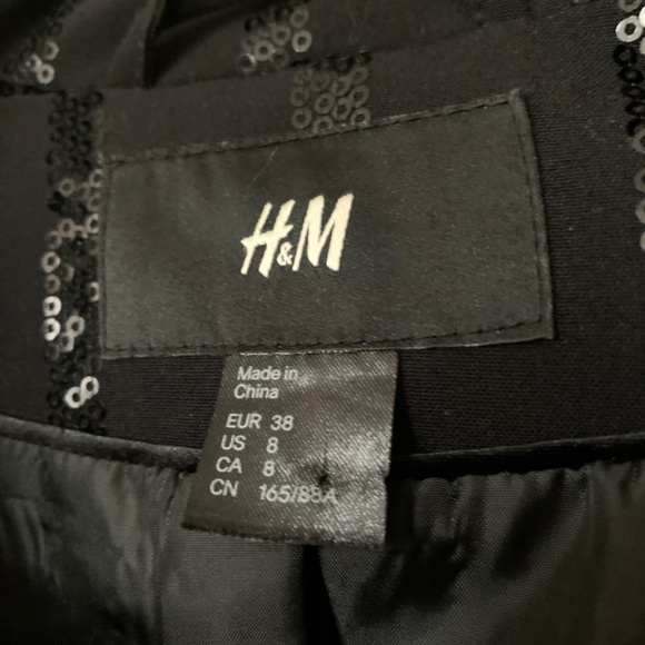 Black sequin striped double breasted blazer - Picture 5 of 6